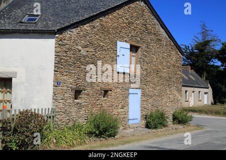 Casa su Route du Duc Jean V, Suscinio, Morbihan, Bretagna, Francia Foto Stock