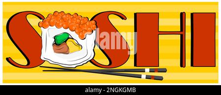 sushi con bastoni e lettere Foto Stock