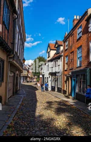 Elm Hill; Norwich; Norfolk; UK Foto Stock