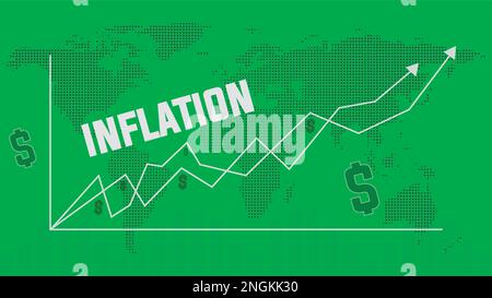 Contesto di inflazione mondiale a causa di pandemia. Grafico che mostra l'aumento dell'inflazione sfondo mondiale Illustrazione Vettoriale