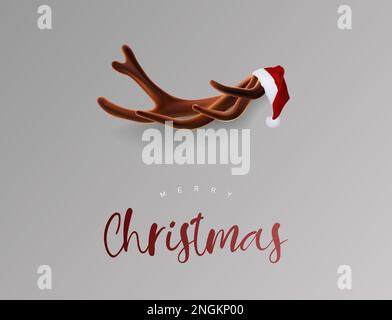 Cervo in Santa Hat 3D Illustrazione. Illustrazione Vettoriale