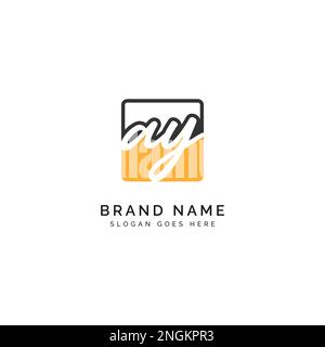 A, Y, AY lettera iniziale manoscritta e modello di immagine vettoriale di firma in forma quadrata logo Illustrazione Vettoriale