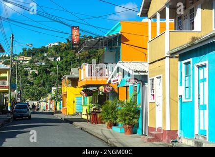 Centro città, Mole Street, Anse la Raye, Anse la Raye District, Saint Lucia, piccole Antille, Caraibi Foto Stock