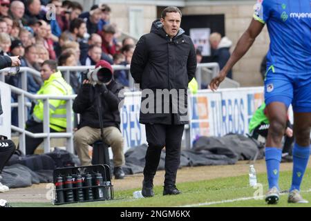 Paul Hurst, manager di Grimsby Town, durante la seconda metà della partita della Sky Bet League 2 tra Northampton Town e Grimsby Town presso il PTS Academy Stadium di Northampton, sabato 18th febbraio 2023. (Foto: John Cripps | NOTIZIE MI) Credit: NOTIZIE MI & Sport /Alamy Live News Foto Stock