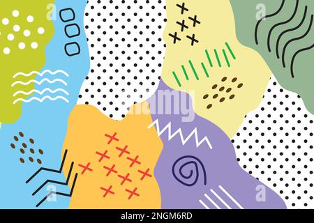 Titolo creativo di arte del doodle con le forme e le texture differenti. Illustrazione Vettoriale