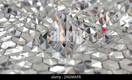 Sfondo geometrico astratto di metallo o vetro lucidato, motivo esagonale fluttuante, campo geometrico infinito. Creative 3D sfondo moderno. Foto Stock