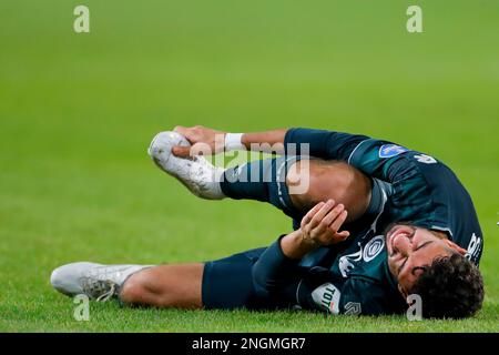 11-02-2023: Sport: PSV contro Groningen EINDHOVEN, PAESI BASSI - 11 FEBBRAIO: Deleho Irandust (FC Groningen) durante la partita Eredivie PSV Eindhoven and Foto Stock