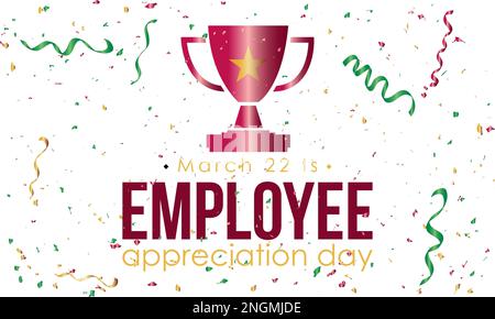 Giornata di apprezzamento dei dipendenti. Business with employees riconoscimento concetto banner, biglietto d'auguri, modello di congratulazioni. Celebration Concept di marzo 3 Illustrazione Vettoriale