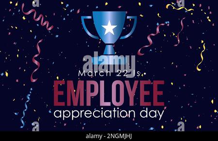 Giornata di apprezzamento dei dipendenti. Business with employees riconoscimento concetto banner, biglietto d'auguri, modello di congratulazioni. Celebration Concept di marzo 3 Illustrazione Vettoriale