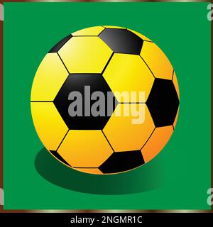 Pallone da calcio icona con nero e giallo Illustrazione Vettoriale