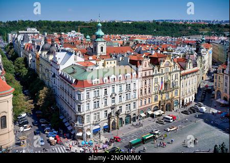 Praga Repubblica Ceca. Vista aerea della città vecchia Foto Stock
