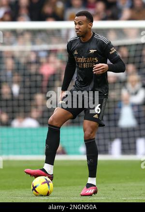 Birmingham, Regno Unito. 18th Feb, 2023. Gabriel dell'Arsenal durante la partita della Premier League a Villa Park, Birmingham. Il credito dell'immagine dovrebbe essere: Darren Staples/Sportimage Credit: Sportimage/Alamy Live News Foto Stock