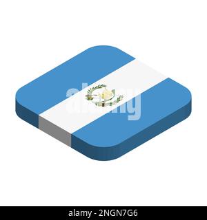 Bandiera Guatemala - 3D bandiera isometrica quadrata con angoli arrotondati. Illustrazione Vettoriale