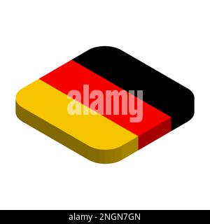 Bandiera della Germania - 3D bandiera isometrica quadrata con angoli arrotondati. Illustrazione Vettoriale