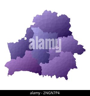 Mappa della Bielorussia. Stile geometrico contorno paese. Illustrazione creativa del vettore viola. Illustrazione Vettoriale