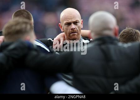 Jason Taylor of Barrow durante la partita della Sky Bet League 2 tra Bradford City e Barrow presso l'Università di Bradford Stadium, Bradford sabato 18th febbraio 2023. (Foto: Mark Fletcher | NOTIZIE MI) Credit: NOTIZIE MI & Sport /Alamy Live News Foto Stock