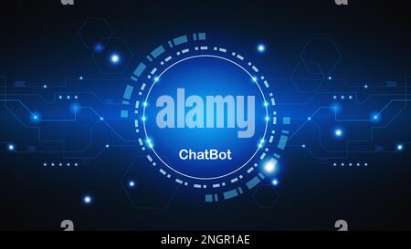 Tecnologia di intelligenza artificiale di chatbot ai concetto hitech. Applicazione chatbot smart bot, open ai, line, tecnologia Abstract, vettoriale. progettazione per Illustrazione Vettoriale