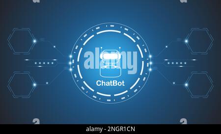 Tecnologia di intelligenza artificiale di chatbot ai concetto hitech. Applicazione chatbot smart bot, open ai, line, tecnologia Abstract, vettoriale. progettazione per Illustrazione Vettoriale