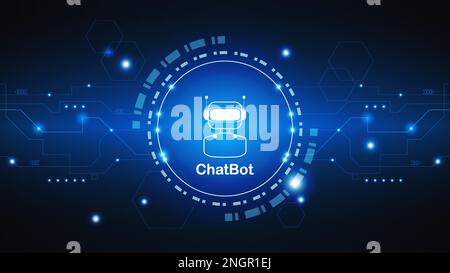 Tecnologia di intelligenza artificiale di chatbot ai concetto hitech. Applicazione chatbot smart bot, open ai, line, tecnologia Abstract, vettoriale. progettazione per Illustrazione Vettoriale