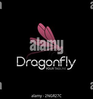 Illustrazione semplice ed unica libellula includono lettera D sans serif font immagine grafica icona logo design astratto concetto vettore stock animale insetto Illustrazione Vettoriale