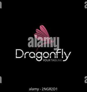 Illustrazione semplice ed unica libellula includono lettera D sans serif font immagine grafica icona logo design astratto concetto vettore stock animale insetto Illustrazione Vettoriale