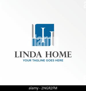 Lettera o parola LH serif font in blocco quadrato immagine grafica icona logo disegno astratto concetto vettore stock. simbolo relativo all'iniziale o al monogramma Illustrazione Vettoriale