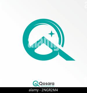 Lettera o parola o o Q con tetto casa e chiaro o pulito immagine grafica icona logo disegno astratto concetto vettore stock iniziale o servizio di pulizia Illustrazione Vettoriale