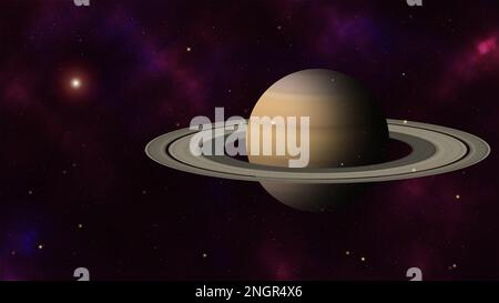 Grande pianeta Saturno con la galassia nebulosa e milioni di stelle sullo sfondo dello spazio. Foto Stock