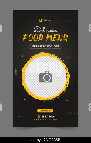 Menu speciale Ramadan modello di storia Instagram, storia Ramadan Instagram, banner per la promozione dei prodotti alimentari Illustrazione Vettoriale