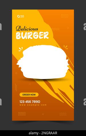 Food instagram storia post modello di progettazione. Adatto per Social Media Post Restaurant e promozioni culinarie. Set di banner di vendita modificabili. Illustrazione Vettoriale