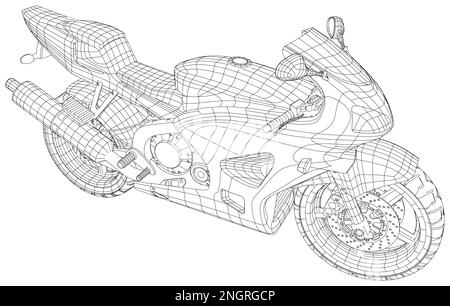 Concetto motociclistico in bianco e nero disegno vettoriale isolato Illustrazione Vettoriale