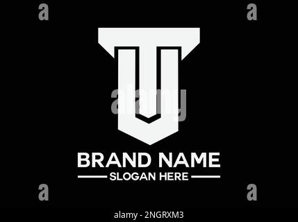 Modelli di progettazione con monogramma vettoriale con logo T U Alphabet iniziale Illustrazione Vettoriale