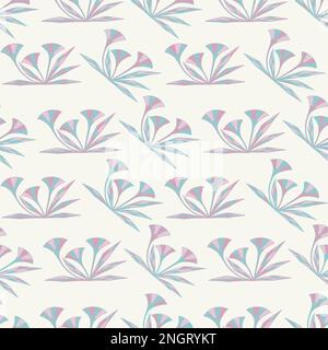 Modello vettoriale senza cuciture con composizioni di fiori astratti. Sfondo dai fiori dal contorno delicato su sfondo pastello. Illustrazione Vettoriale