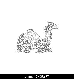 Singolo riccio una linea disegno di carino seduta cammello astratto arte Disegno a linea continua disegno grafico disegno vettoriale di cammello amichevole Illustrazione Vettoriale