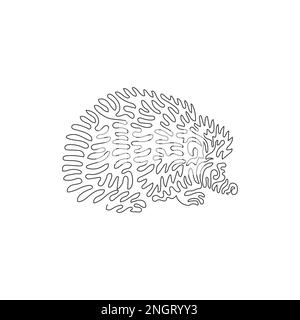 Singolo riccio una linea di disegno di cute hedgehog astratto arte Disegno grafico a linea continua illustrazione vettoriale di adorabile riccio piccolo Illustrazione Vettoriale