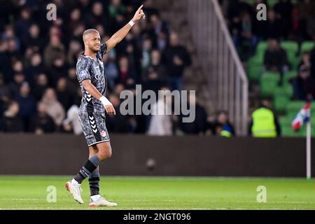 18-02-2023: Sport: Groningen contro Emmen GRONINGEN, PAESI BASSI - FEBBRAIO 18: Richairo Zivkovic (FC Emmen) durante la partita Eredivie FC Groningen and Foto Stock