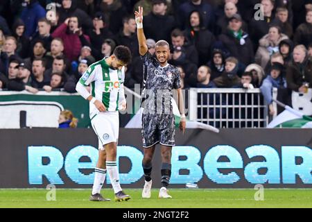 18-02-2023: Sport: Groningen contro Emmen GRONINGEN, PAESI BASSI - FEBBRAIO 18: Richairo Zivkovic (FC Emmen) durante la partita Eredivie FC Groningen and Foto Stock