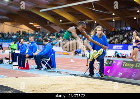 Madrid, Madrid, Spagna. 18th Feb, 2023. Tessy Ebosele nel concorso di salto lungo durante i Campionati di atletica indoor .Spanish celebrati a Madrid, Spagna allo stadio Gallur sabato 18 febbraio 2022 (Credit Image: © Alberto Gardin/ZUMA Press Wire) SOLO PER USO EDITORIALE! Non per USO commerciale! Foto Stock