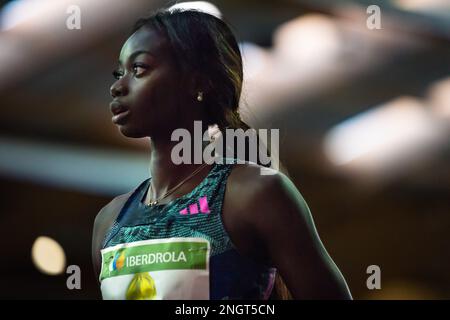 Madrid, Madrid, Spagna. 18th Feb, 2023. Fatima DIAME nel concorso di salto lungo durante i Campionati di atletica indoor spagnoli celebrati a Madrid, Spagna allo stadio Gallur sabato 18 febbraio 2022 (Credit Image: © Alberto Gardin/ZUMA Press Wire) SOLO PER USO EDITORIALE! Non per USO commerciale! Foto Stock