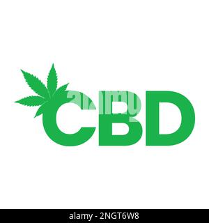 Logo del marchio del CBD Oil o Cannabidiol per il design dell'etichetta dell'olio di canapa CBD o modello di design della scatola Illustrazione Vettoriale