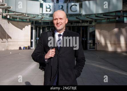 Londra, Regno Unito. 19th Feb, 2023. Stephen Flynn, New SNP leader a Westminster, presso gli studi della BBC. Ha preso il controllo da Ian Blackford. Credit: Notizie dal vivo di Mark Thomas/Alamy Foto Stock