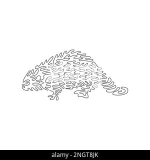 Disegno a linea continua di curva dell'arte astratta del castoro divertente Immagine vettoriale del tratto modificabile a riga singola di frisky beaver per il logo Illustrazione Vettoriale