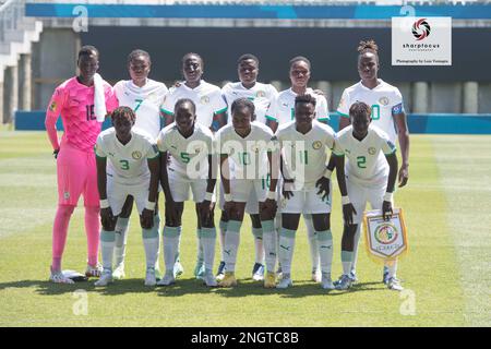 Auckland, Nuova Zelanda. 19th Feb, 2023. Senegal la Nazionale delle Donne posa per una foto durante la Coppa del mondo FIFA 2023 Playoff che si tiene presso il Norther Harbour Stadium. Punteggio finale; Panama 2:0 Papua Nuova Guinea. Credit: SOPA Images Limited/Alamy Live News Foto Stock