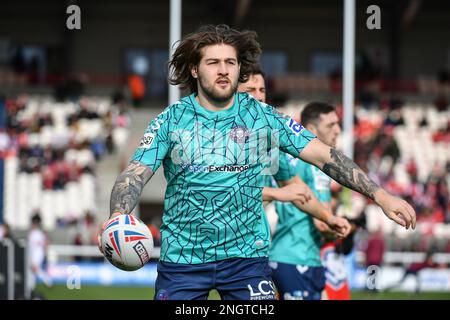 Kingston upon Hull, Inghilterra -18th Febbraio 2023 - Joe Shorrocks di Guerrieri Wigan. Rugby League Betfred Super League Round One Hull Kingston Rovers vs Wigan Warriors al Sewell Craven Park Stadium, Kingston upon Hull, Regno Unito Foto Stock