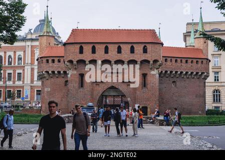 Barbican nella città vecchia di Cracovia, Voivodato della Polonia minore Foto Stock