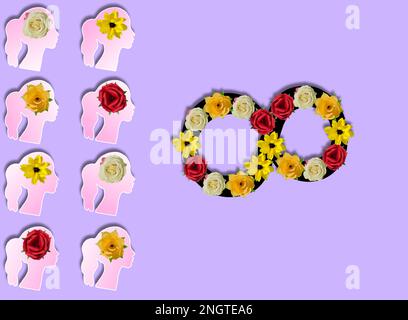 un concetto creativo di donne che creano amore infinito con le loro differenze Foto Stock