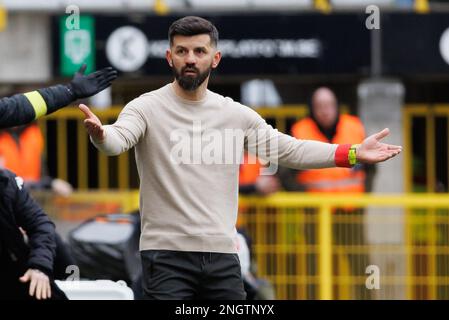 L'allenatore capo di Cercle, Miron Muslic, nella foto, durante una partita di calcio tra Cercle Brugge e Club Brugge, domenica 19 febbraio 2023 a Brugge, il 26° giorno della prima divisione del campionato belga della 'Jupiler Pro League' 2022-2023. BELGA FOTO KURT DESPLENTER Foto Stock