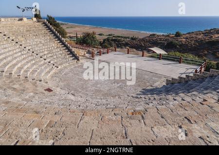 Anfiteatro antico in Kourion sito archeologico nel paese isola di Cipro Foto Stock