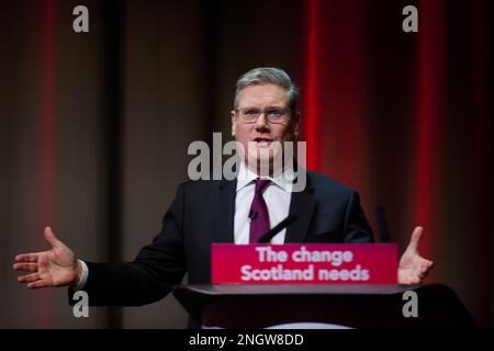 Edimburgo Scozia, Regno Unito 19 febbraio 2023. Sir Keir Starmer leader del Partito laburista alla Conferenza sul lavoro scozzese nelle sale dell'Assemblea. credito sst/alamy notizie dal vivo Foto Stock