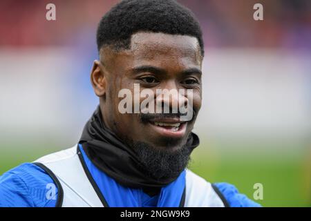 Surge Aurier della foresta di Nottingham durante la partita della Premier League tra la foresta di Nottingham e Manchester City al City Ground di Nottingham sabato 18th febbraio 2023. (Foto: Jon Hobley | NOTIZIE MI) Credit: NOTIZIE MI & Sport /Alamy Live News Foto Stock